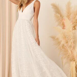 Lulus Sweetest Beloved White Mesh Embroidered Sleeveless Maxi Dress (Bridal)